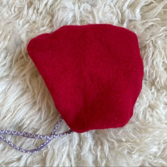 Hand Crafted Reversible Cotton/ Merino Wool Baby Cap Newborn to 3 Months - Picture 4 of 5